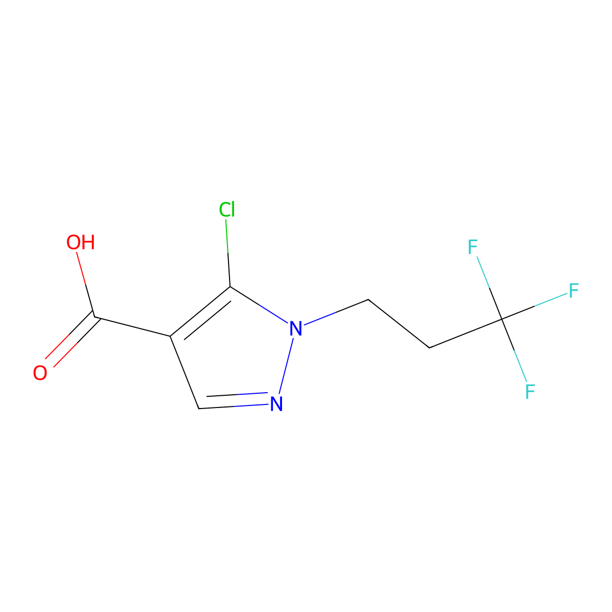 5-Chloro-1-(3,3,3-trifluoropropyl)-1H-pyrazole-4-carboxylic acid molecular structure, CAS 1956379-15-9