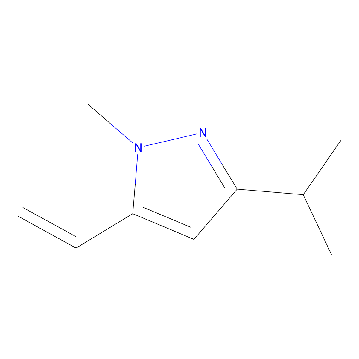 3-Isopropyl-1-methyl-5-vinyl-1H-pyrazole molecular structure, CAS 1956379-18-2