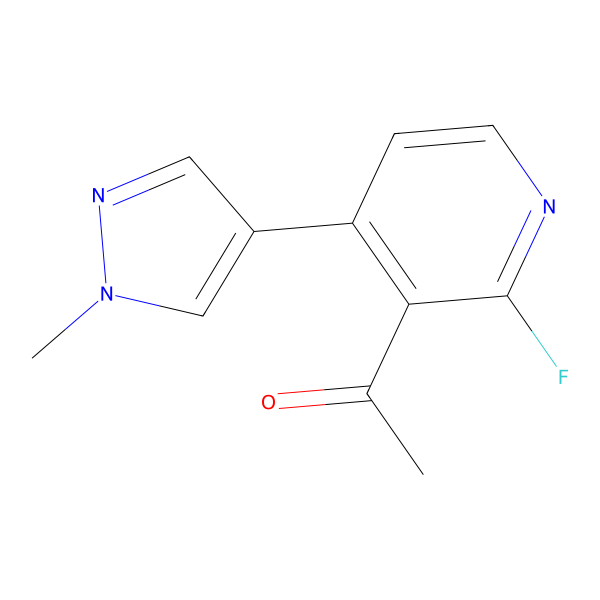 1-(2-Fluoro-4-(1-methyl-1H-pyrazol-4-yl)pyridin-3-yl)ethanone molecular structure, CAS 1956379-25-1
