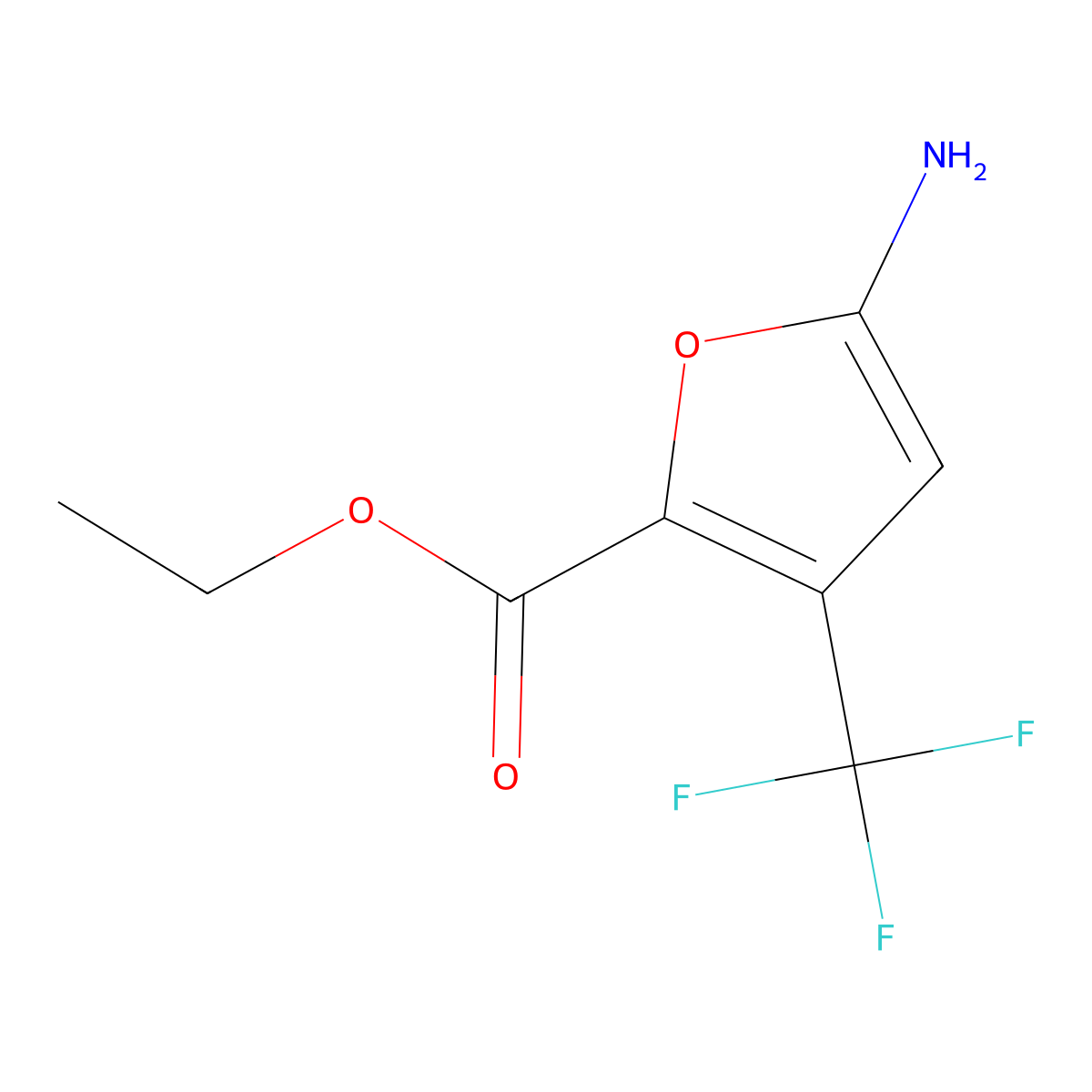 Ethyl 5-amino-3-(trifluoromethyl)furan-2-carboxylate molecular structure, CAS 1956379-52-4