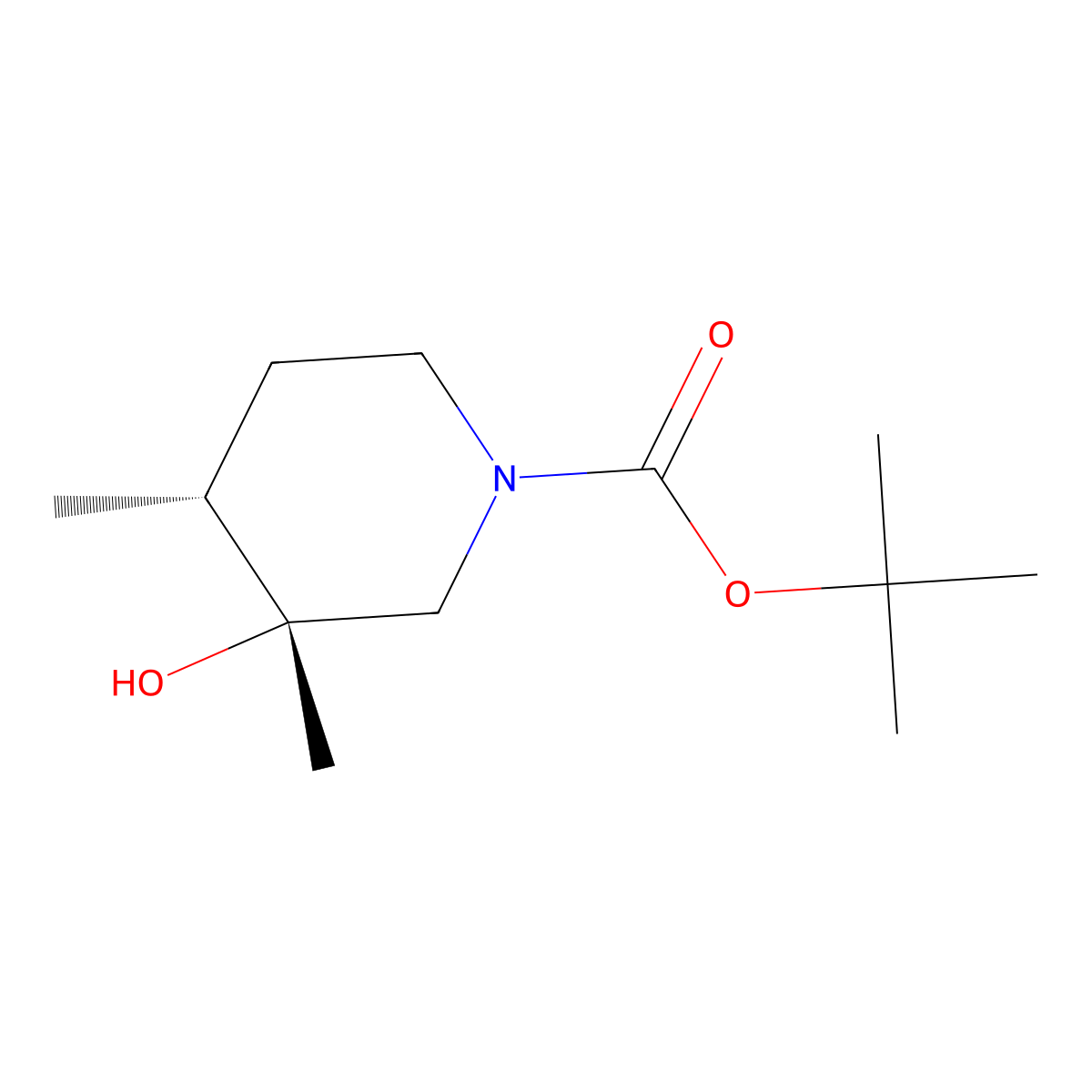 Cis-tert-butyl 3-hydroxy-3,4-dimethylpiperidine-1-carboxylate molecular structure, CAS 1956379-68-2