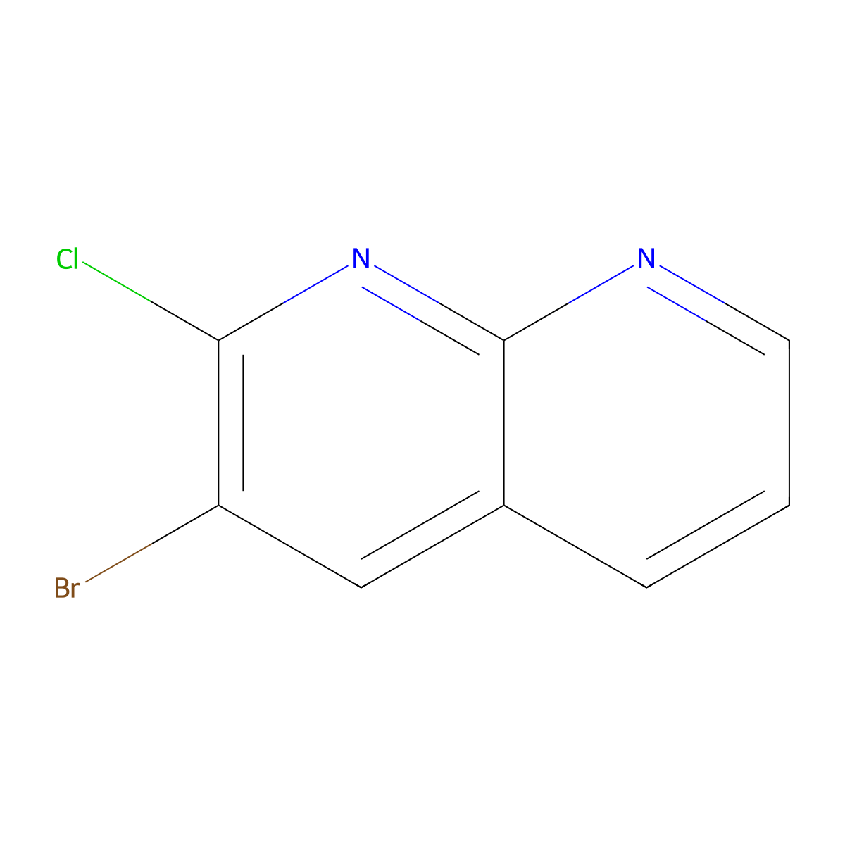3-Bromo-2-chloro-1,8-naphthyridine molecular structure, CAS 1956379-69-3