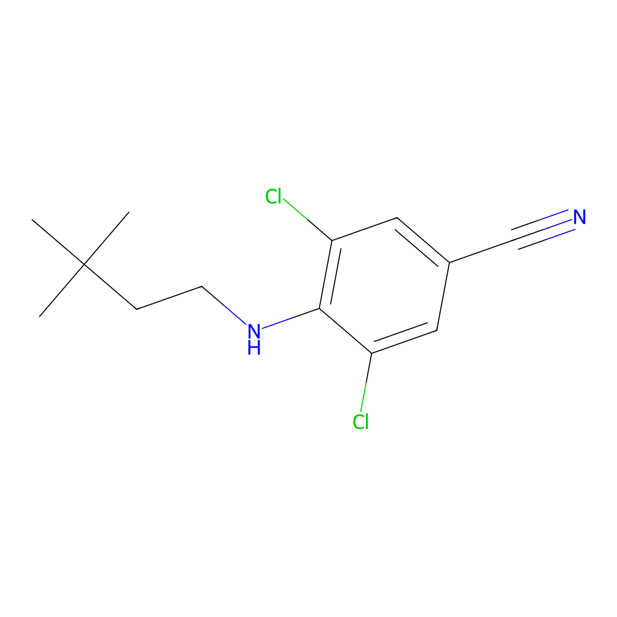 3,5-Dichloro-4-((3,3-dimethylbutyl)amino)benzonitrile molecular structure, CAS 1956379-70-6