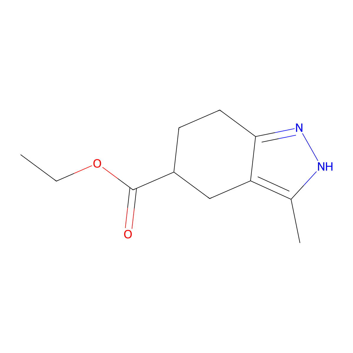 Ethyl 3-methyl-4,5,6,7-tetrahydro-2H-indazole-5-carboxylate molecular structure, CAS 1956379-74-0