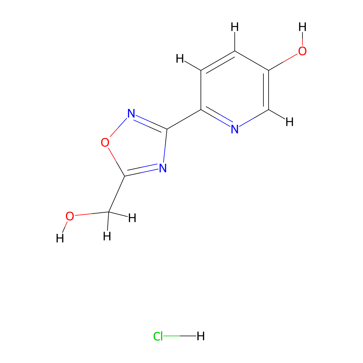 6-(5-(Hydroxymethyl)-1,2,4-oxadiazol-3-yl)pyridin-3-ol hydrochloride molecular structure, CAS 1956379-83-1