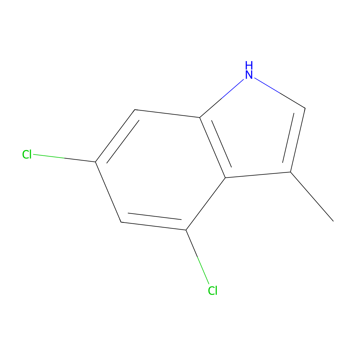 4,6-dichloro-3-methyl-1H-indole molecular structure, CAS 1956379-85-3