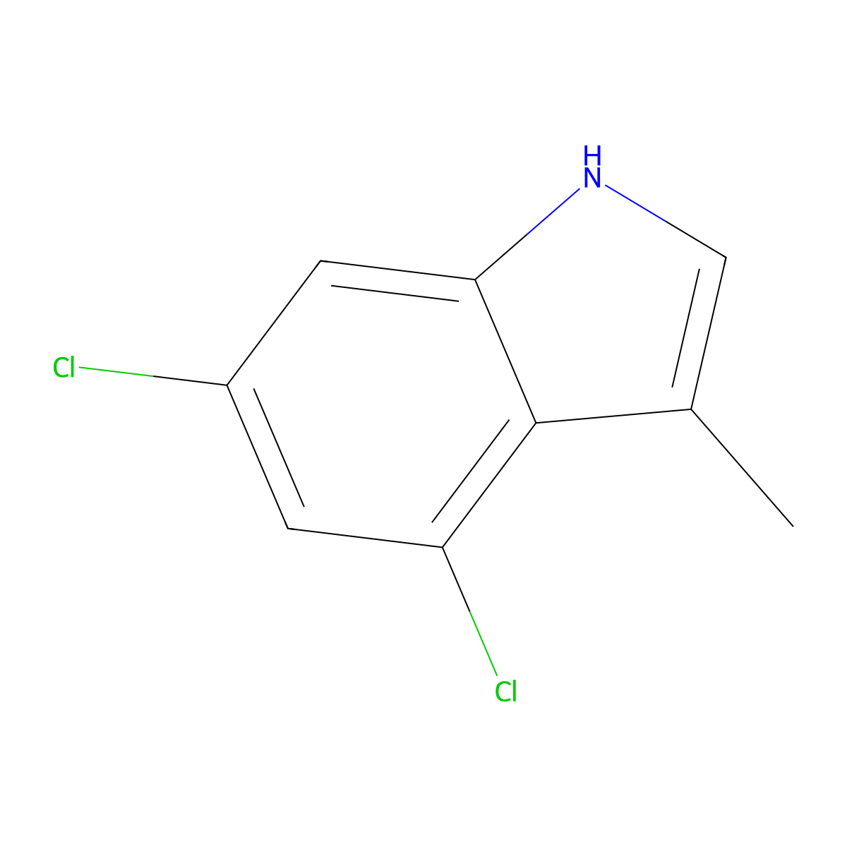 4,6-dichloro-3-methyl-1H-indole molecular structure, CAS 1956379-85-3