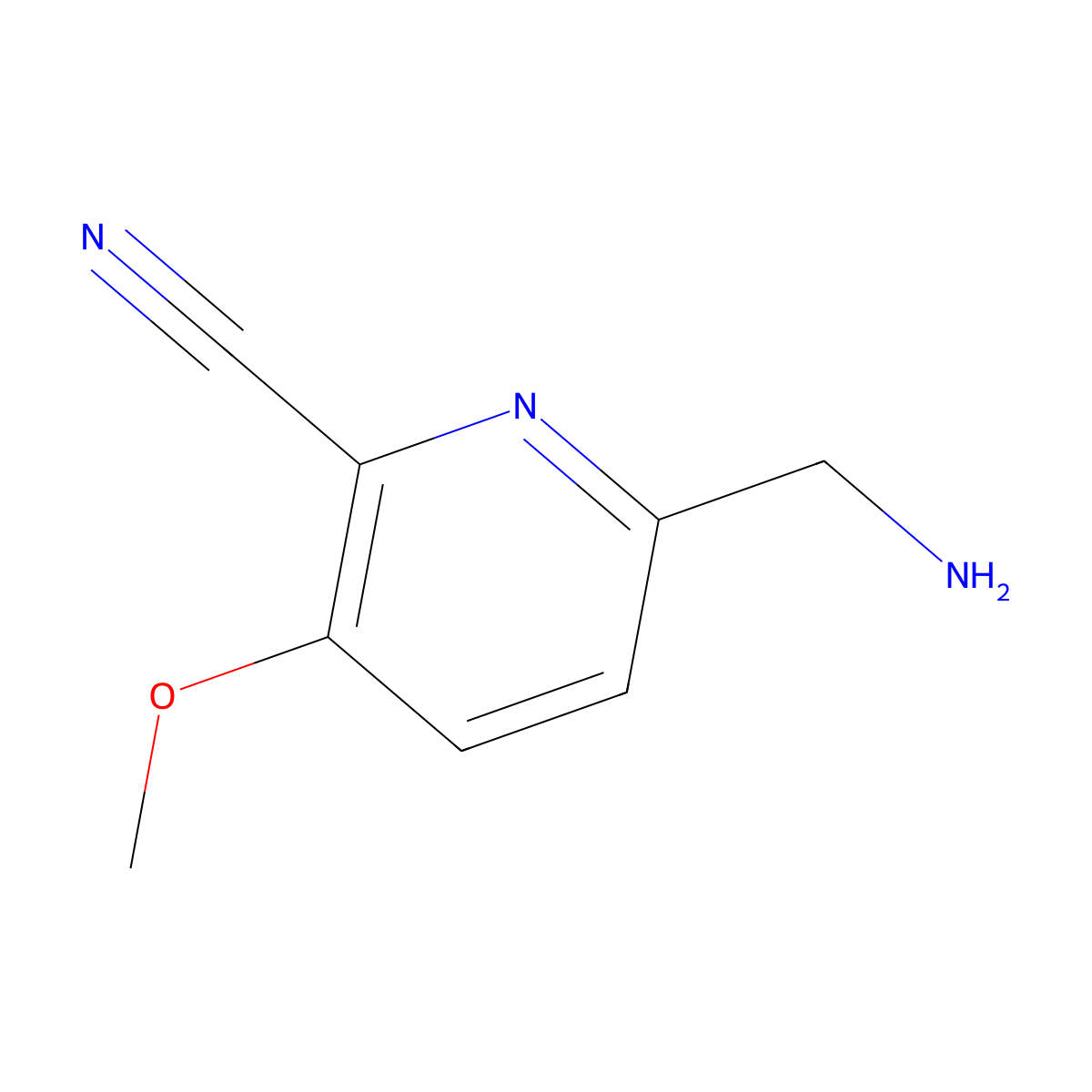 6-(Aminomethyl)-3-methoxypicolinonitrile molecular structure, CAS 1956379-91-1