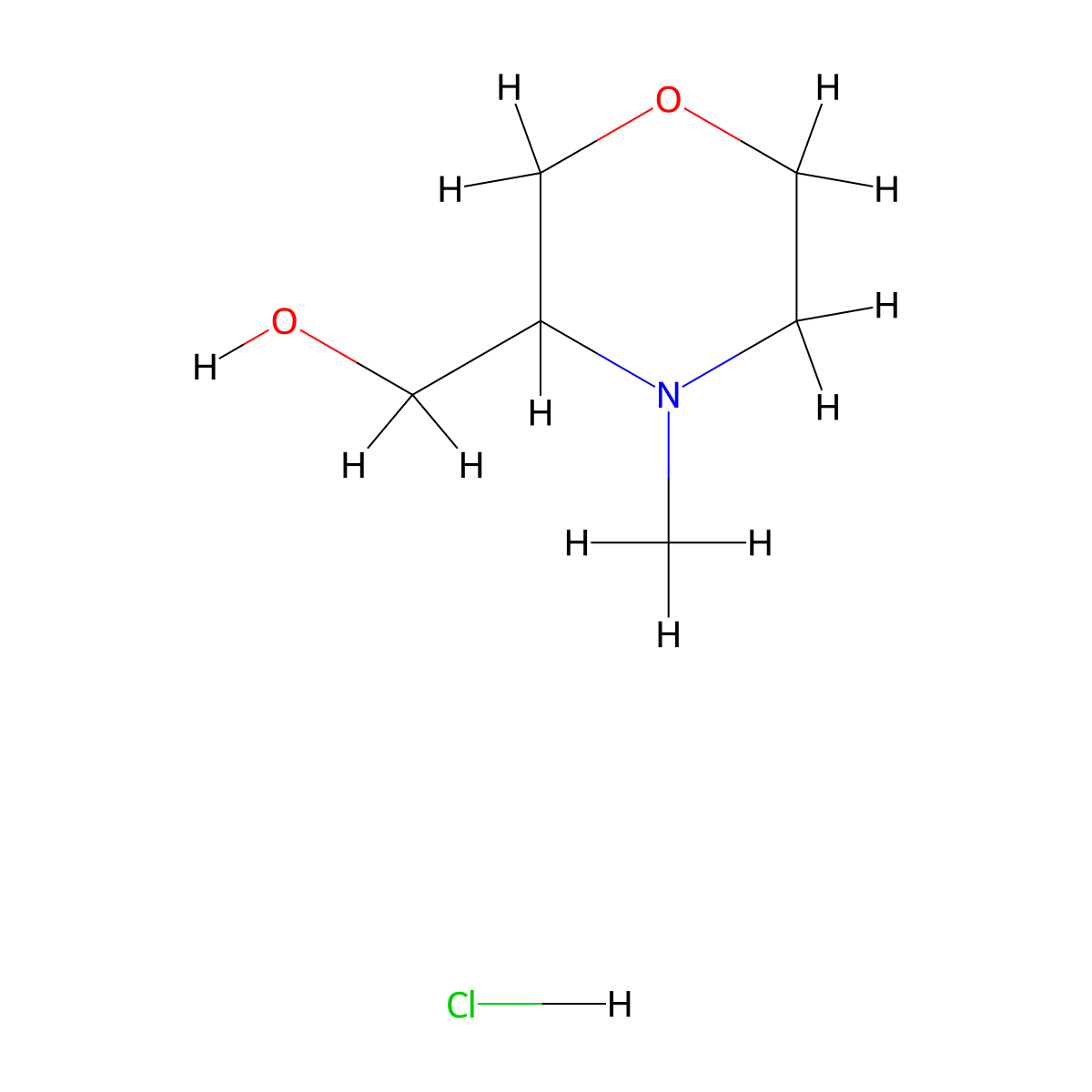 4-Methyl-3-(hydroxymethyl)morpholine HCl molecular structure, CAS 1956379-95-5