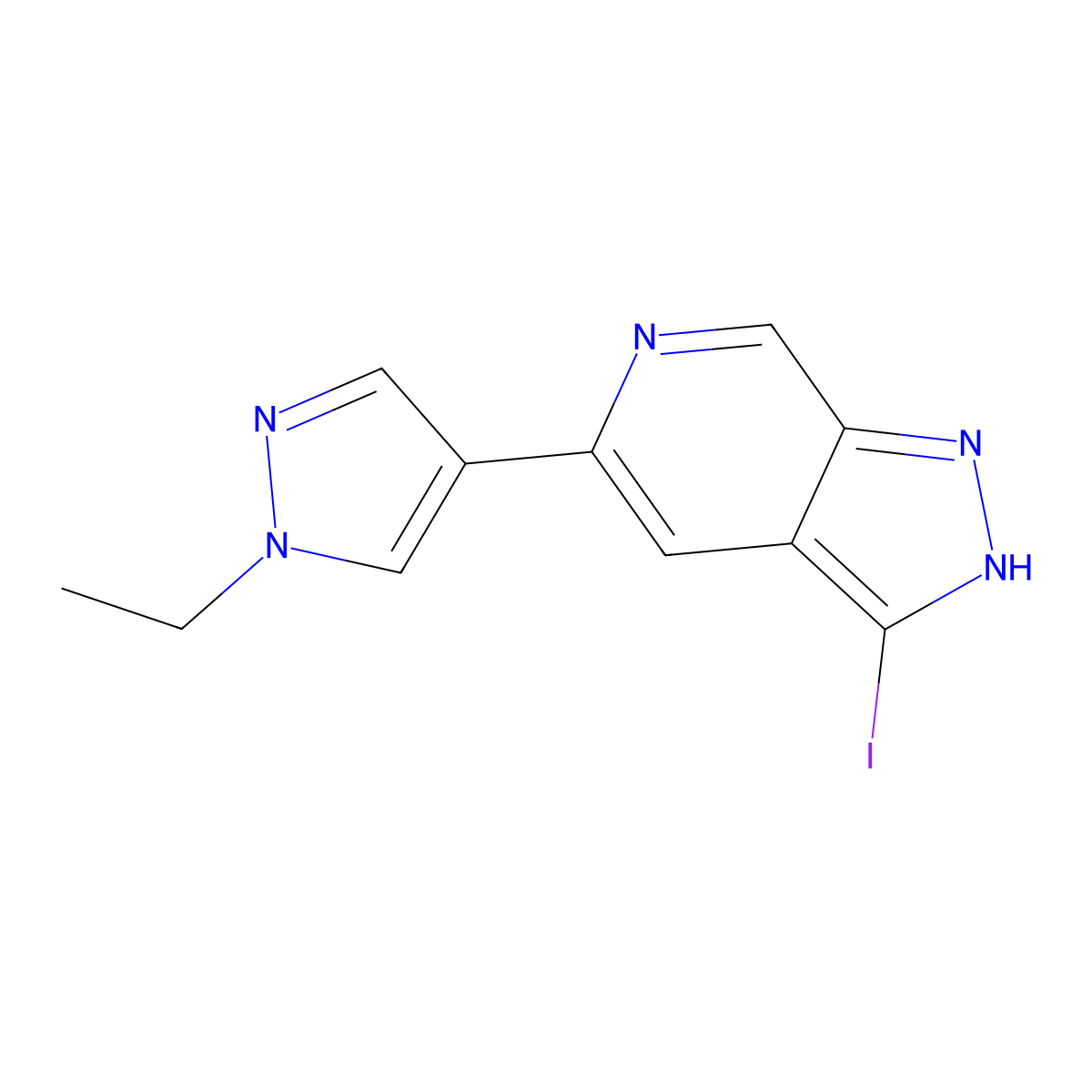 5-(1-Ethyl-1H-pyrazol-4-yl)-3-iodo-1H-pyrazolo[3,4-c]pyridine molecular structure, CAS 1956379-98-8
