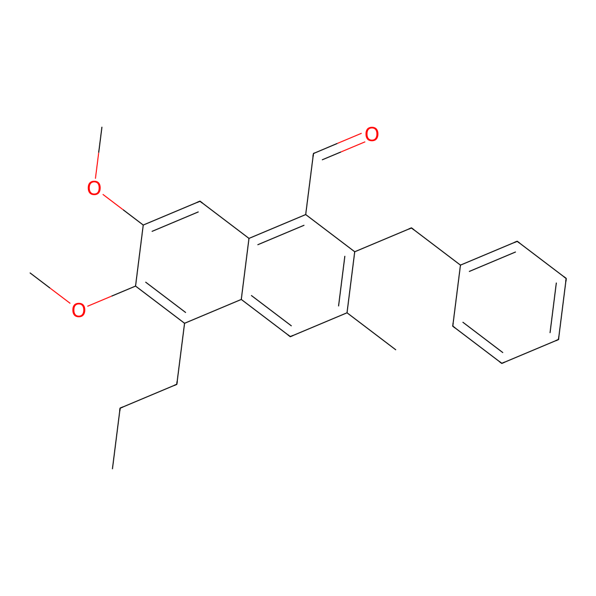2-Benzyl-6,7-dimethoxy-3-methyl-5-propyl-1-naphthaldehyde molecular structure, CAS 1956380-09-8