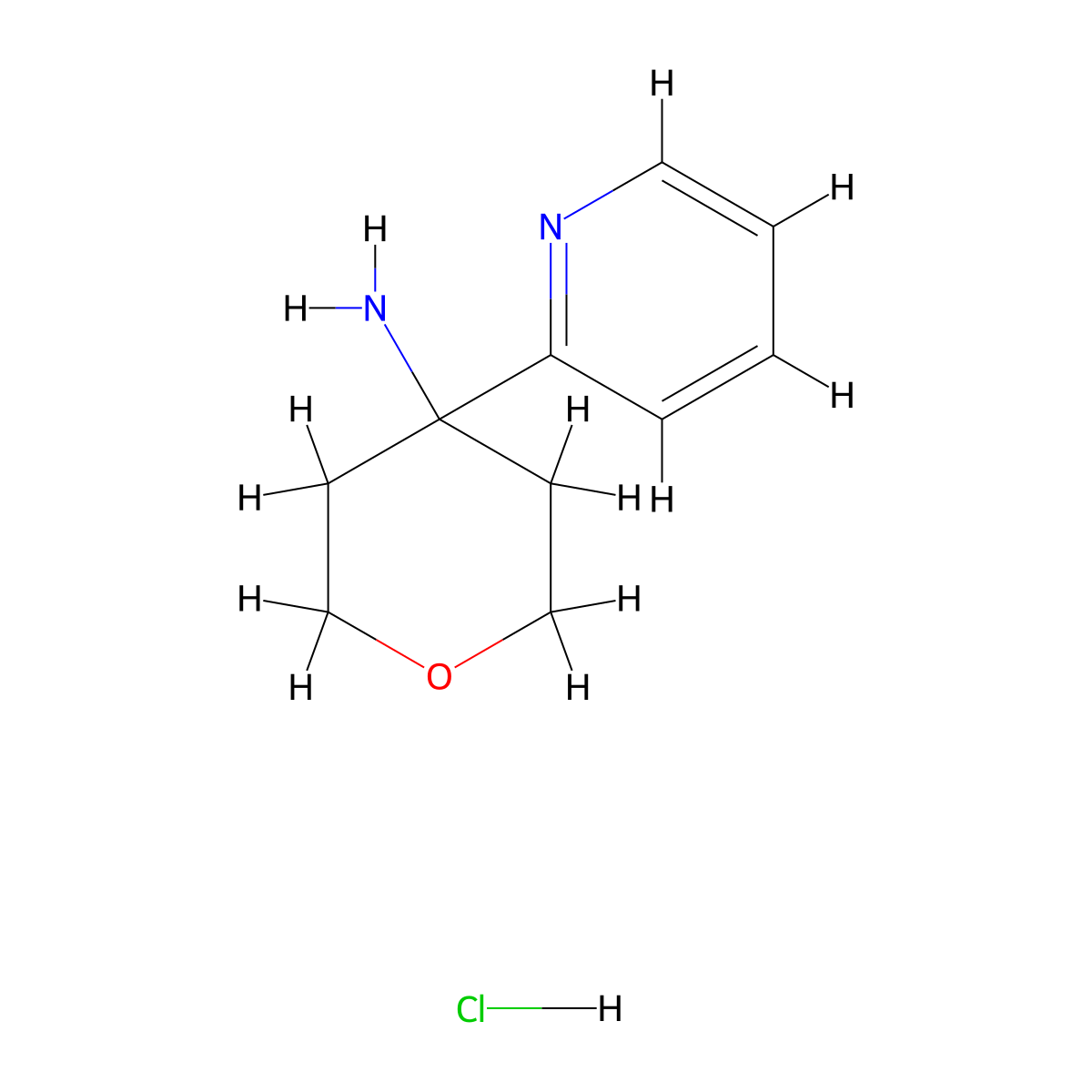 4-(Pyridin-2-yl)tetrahydro-2H-pyran-4-amine hydrochloride molecular structure, CAS 1956380-14-5