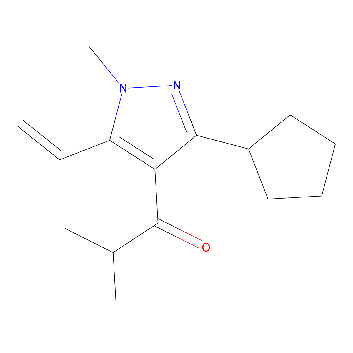 1-(3-Cyclopentyl-1-methyl-5-vinyl-1H-pyrazol-4-yl)-2-methylpropan-1-one molecular structure, CAS 1956380-17-8