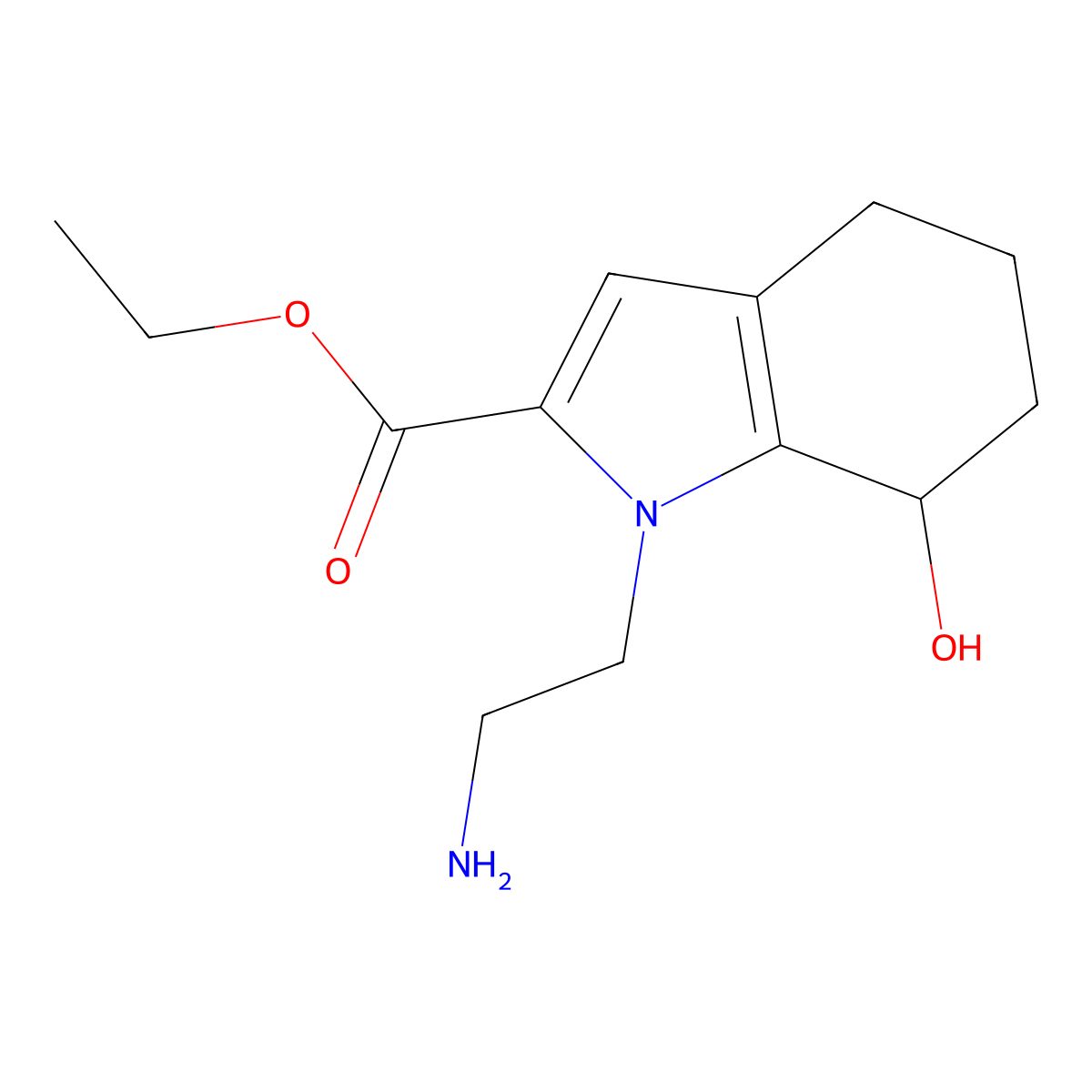 Ethyl 1-(2-aminoethyl)-7-hydroxy-4,5,6,7-tetrahydro-1H-indole-2-carboxylate molecular structure, CAS 1956380-19-0
