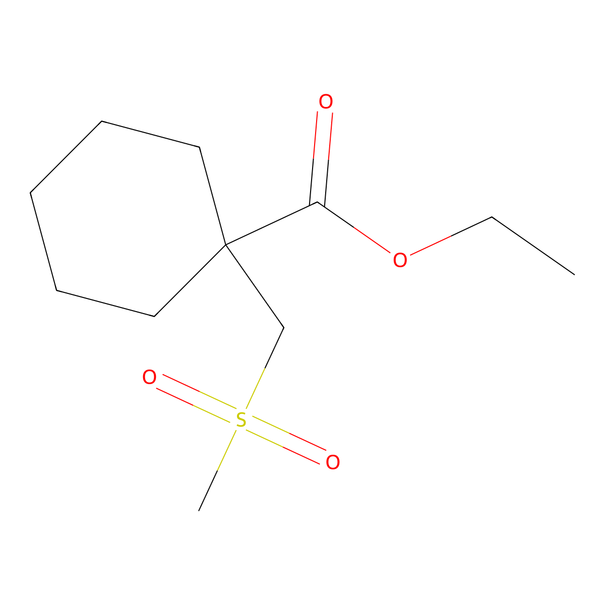 Ethyl 1-((methylsulfonyl)methyl)cyclohexanecarboxylate molecular structure, CAS 1956380-21-4
