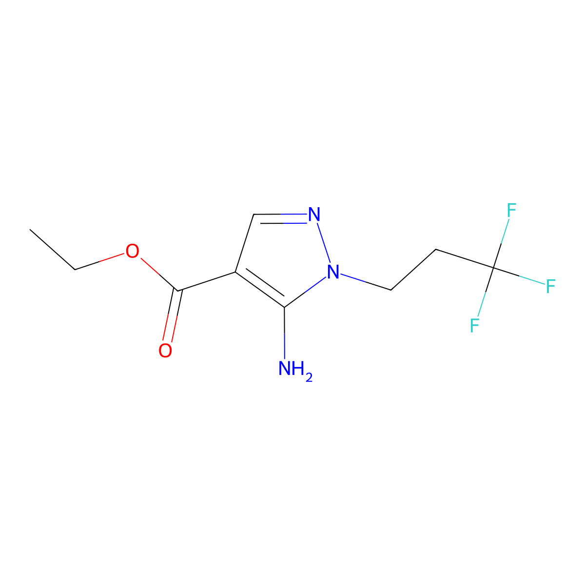 Ethyl 5-amino-1-(3,3,3-trifluoropropyl)-1H-pyrazole-4-carboxylate molecular structure, CAS 1956380-28-1