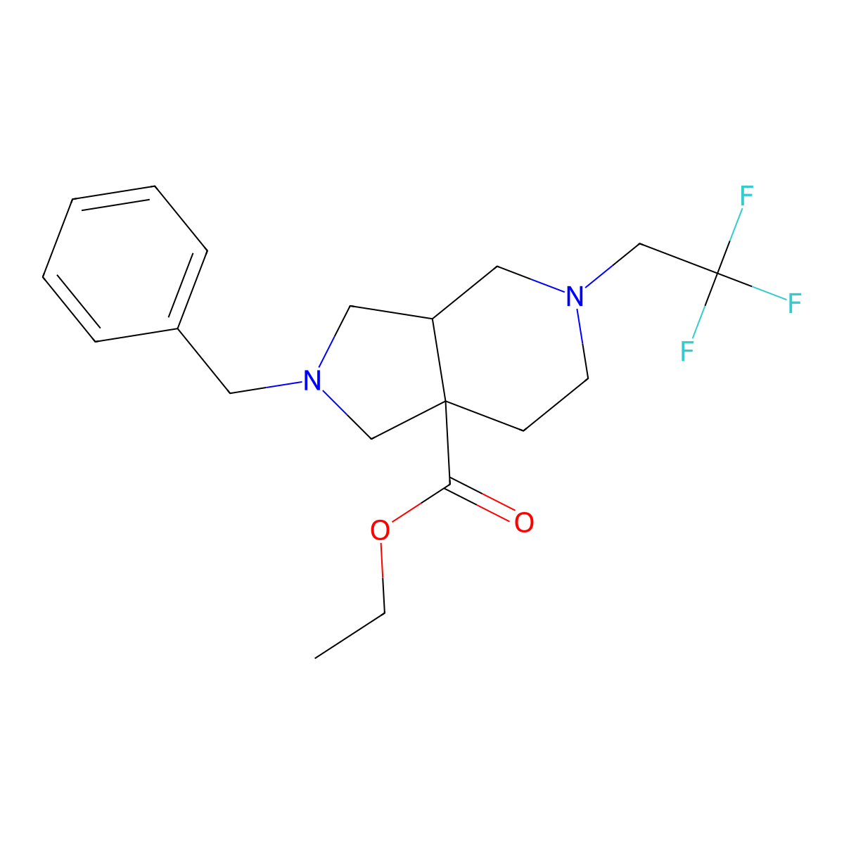 Ethyl 2-benzyl-5-(2,2,2-trifluoroethyl)octahydro-1H-pyrrolo[3,4-c]pyridine-7a-carboxylate molecular structure, CAS 1956380-29-2