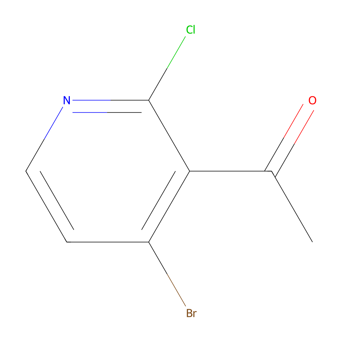 1-(4-Bromo-2-chloropyridin-3-yl)ethanone molecular structure, CAS 1956380-41-8