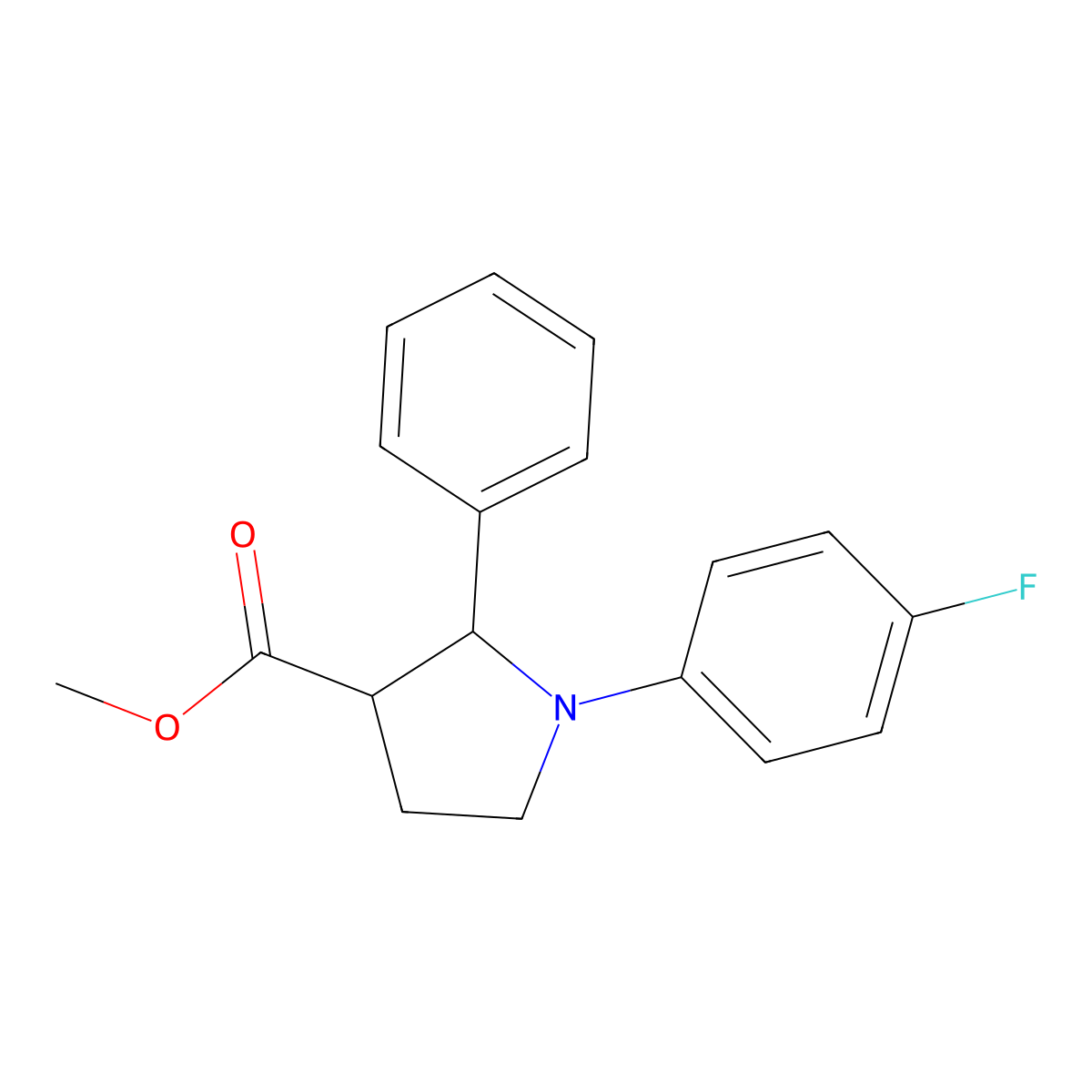 Methyl 1-(4-fluorophenyl)-2-phenylpyrrolidine-3-carboxylate molecular structure, CAS 1956380-42-9