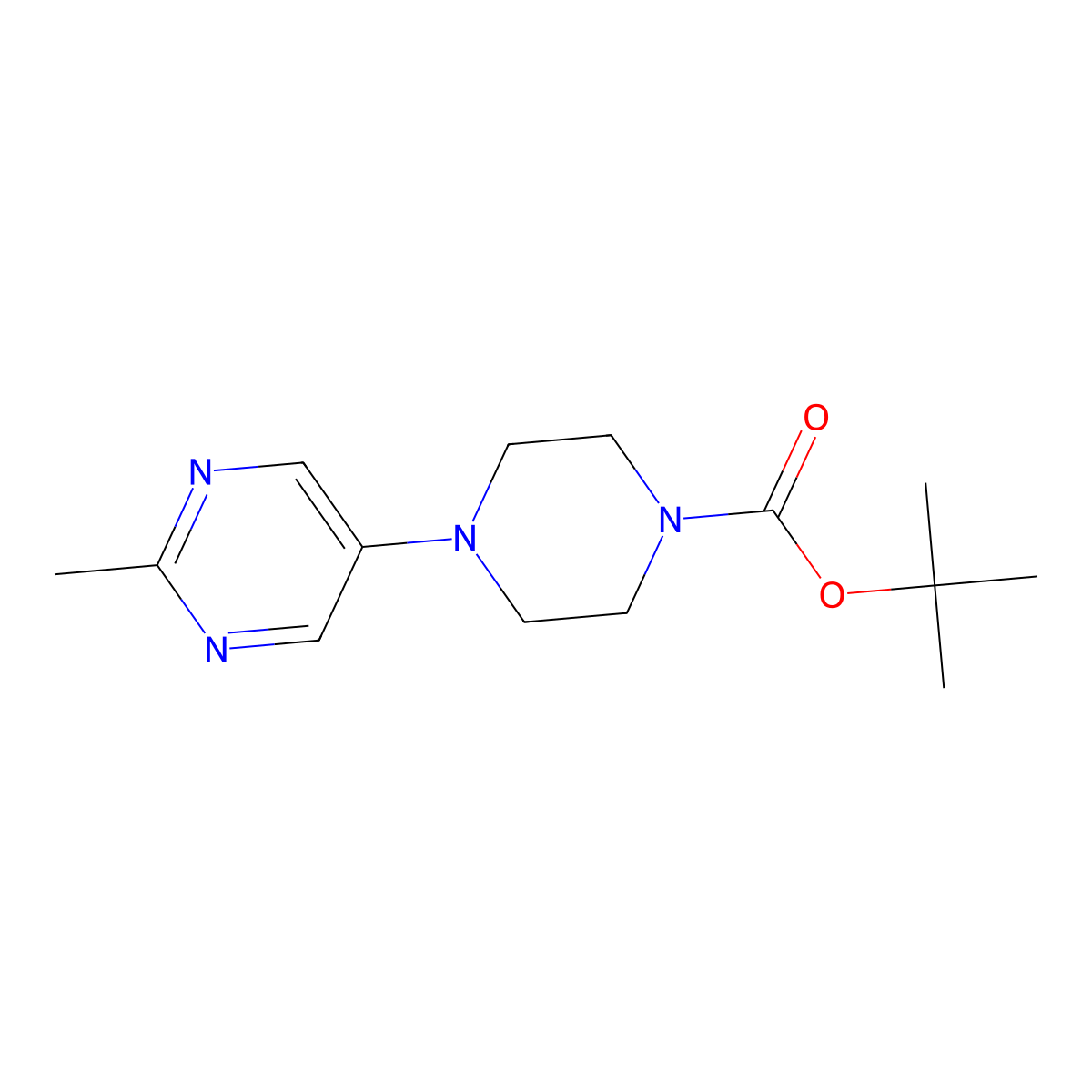 tert-Butyl 4-(2-methylpyrimidin-5-yl)piperazine-1-carboxylate molecular structure, CAS 1956380-47-4