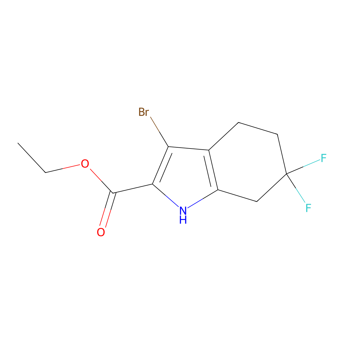 Ethyl 3-bromo-6,6-difluoro-4,5,6,7-tetrahydro-1H-indole-2-carboxylate molecular structure, CAS 1956380-53-2