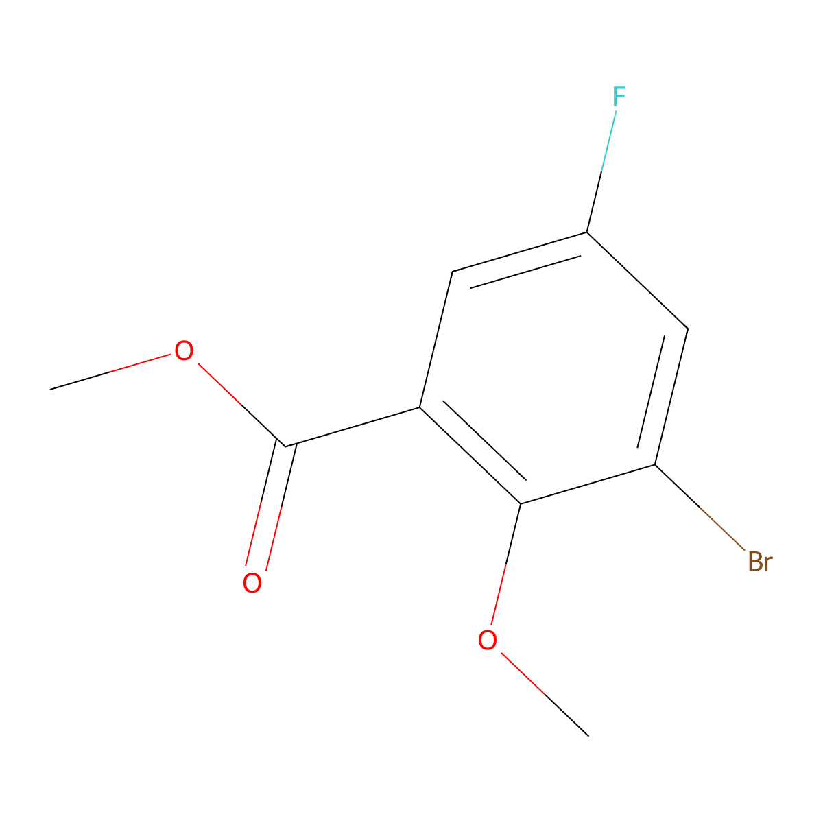 Methyl 3-bromo-5-fluoro-2-methoxybenzoate molecular structure, CAS 1956380-61-2