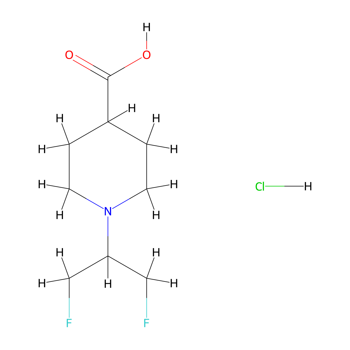 1-(1,3-Difluoropropan-2-yl)piperidine-4-carboxylic acid hydrochloride molecular structure, CAS 1956380-66-7