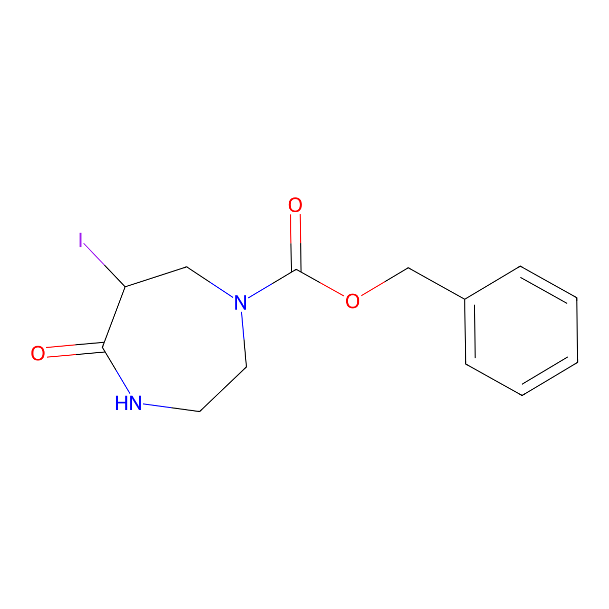 Benzyl 6-iodo-5-oxo-1,4-diazepane-1-carboxylate molecular structure, CAS 1956380-67-8