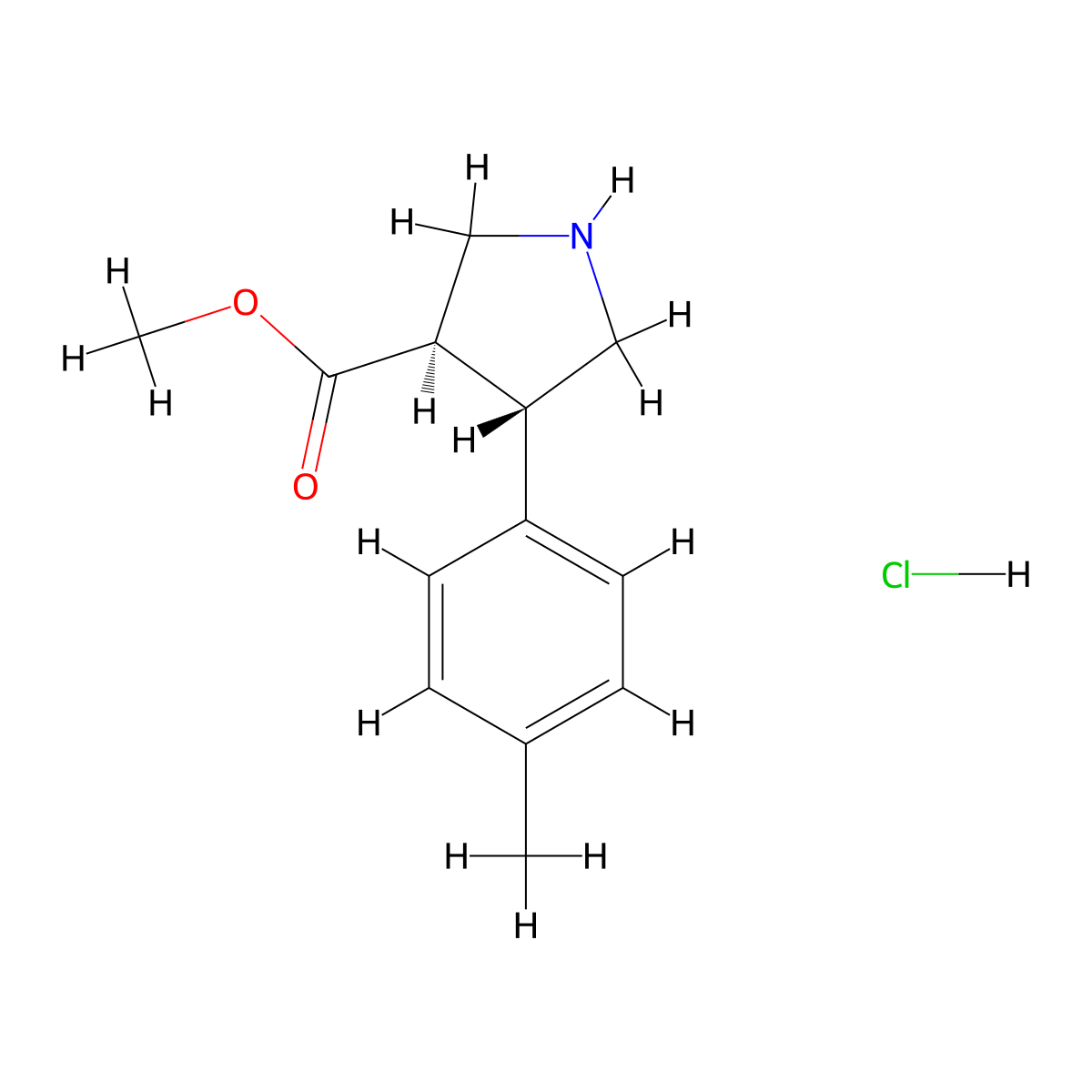 rel-methyl (3R,4S)-4-(p-tolyl)pyrrolidine-3-carboxylate hydrochloride molecular structure, CAS 1956380-71-4