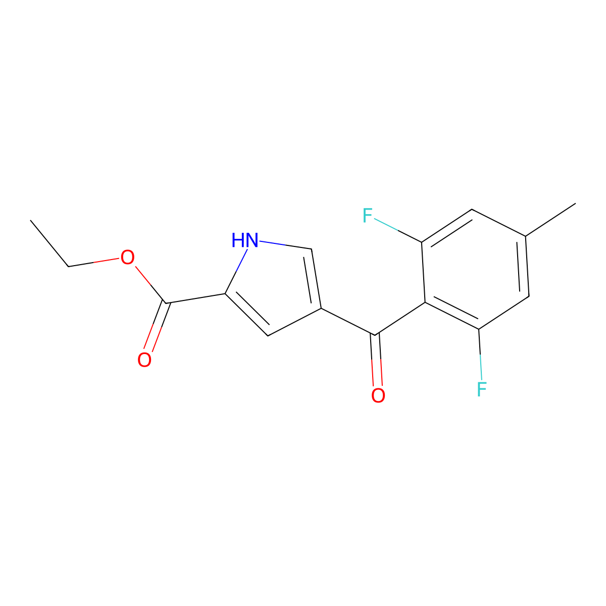 Ethyl 4-(2,6-difluoro-4-methylbenzoyl)-1H-pyrrole-2-carboxylate molecular structure, CAS 1956380-78-1