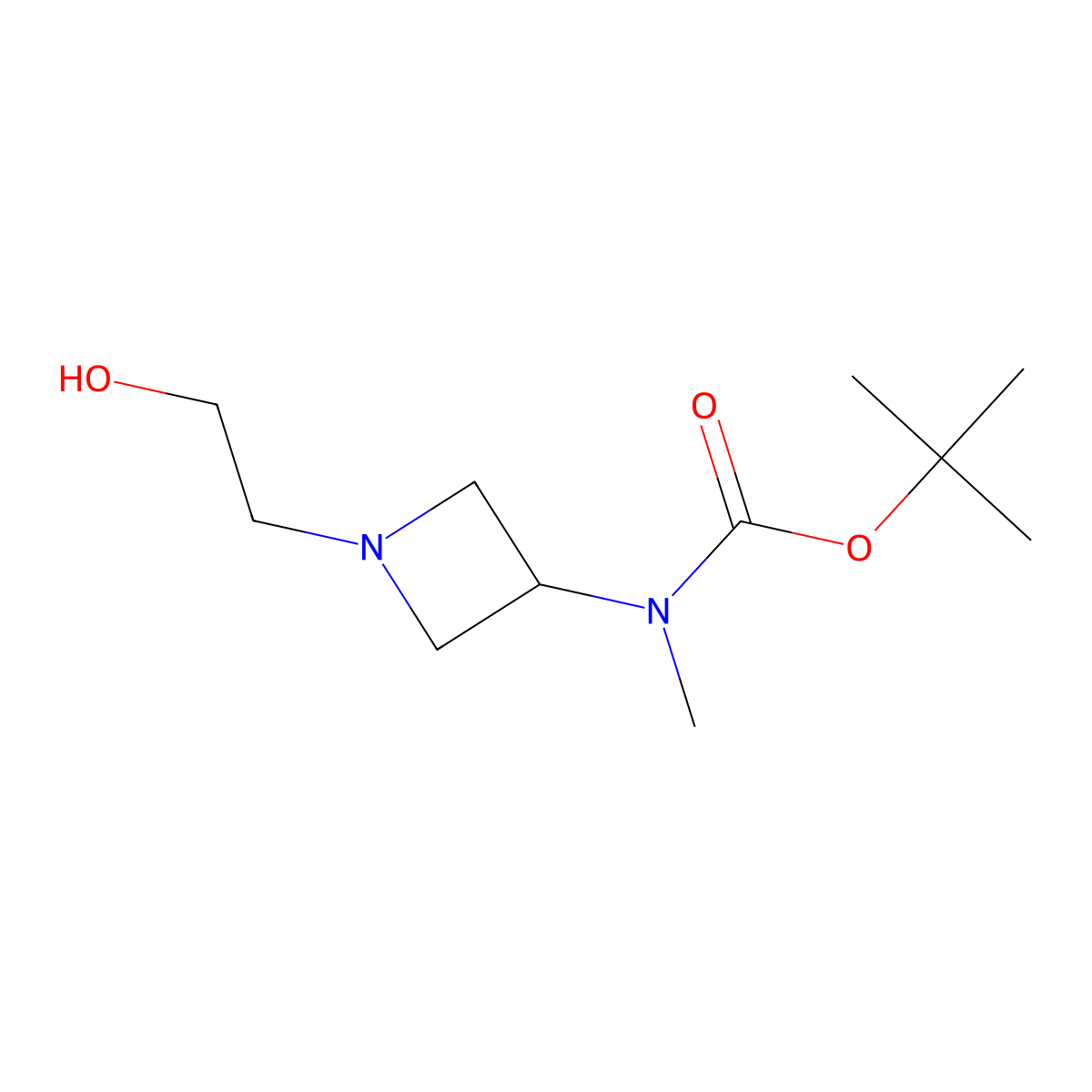 tert-Butyl (1-(2-hydroxyethyl)azetidin-3-yl)(methyl)carbamate molecular structure, CAS 1956380-79-2