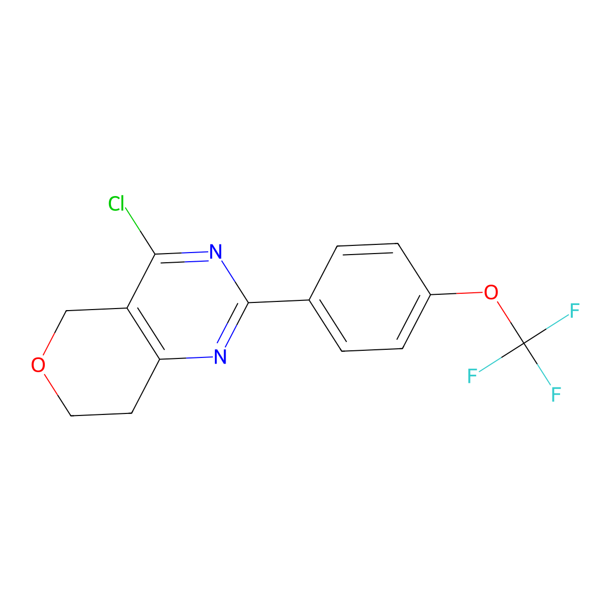 4-Chloro-2-(4-(trifluoromethoxy)phenyl)-7,8-dihydro-5H-pyrano[4,3-D]pyrimidine molecular structure, CAS 1956381-44-4