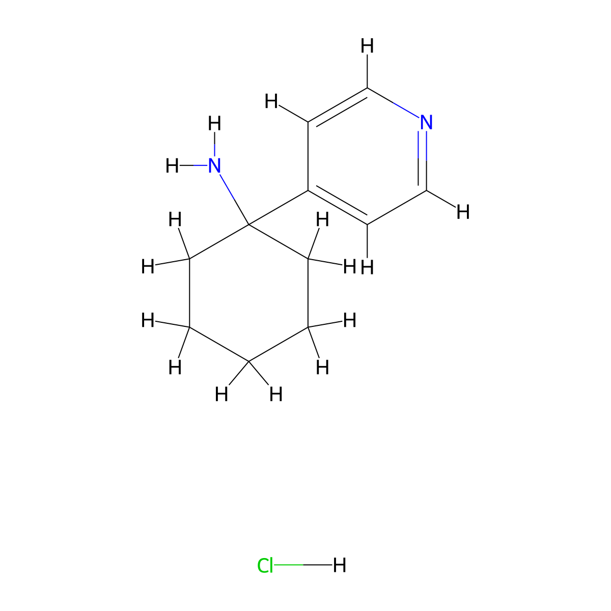 1-(Pyridin-4-yl)cyclohexanamine hydrochloride molecular structure, CAS 1956381-49-9
