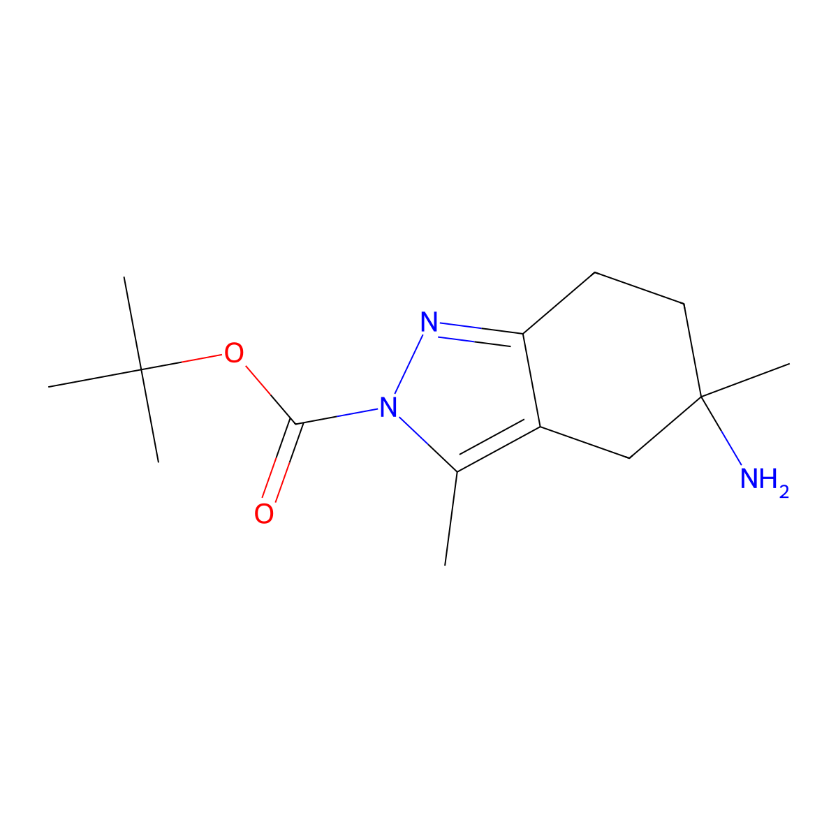 tert-Butyl 5-amino-3,5-dimethyl-4,5,6,7-tetrahydro-2H-indazole-2-carboxylate molecular structure, CAS 1956381-50-2