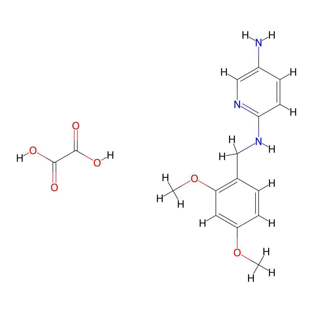 N2-(2,4-Dimethoxybenzyl)pyridine-2,5-diamine oxalate molecular structure, CAS 1956381-52-4