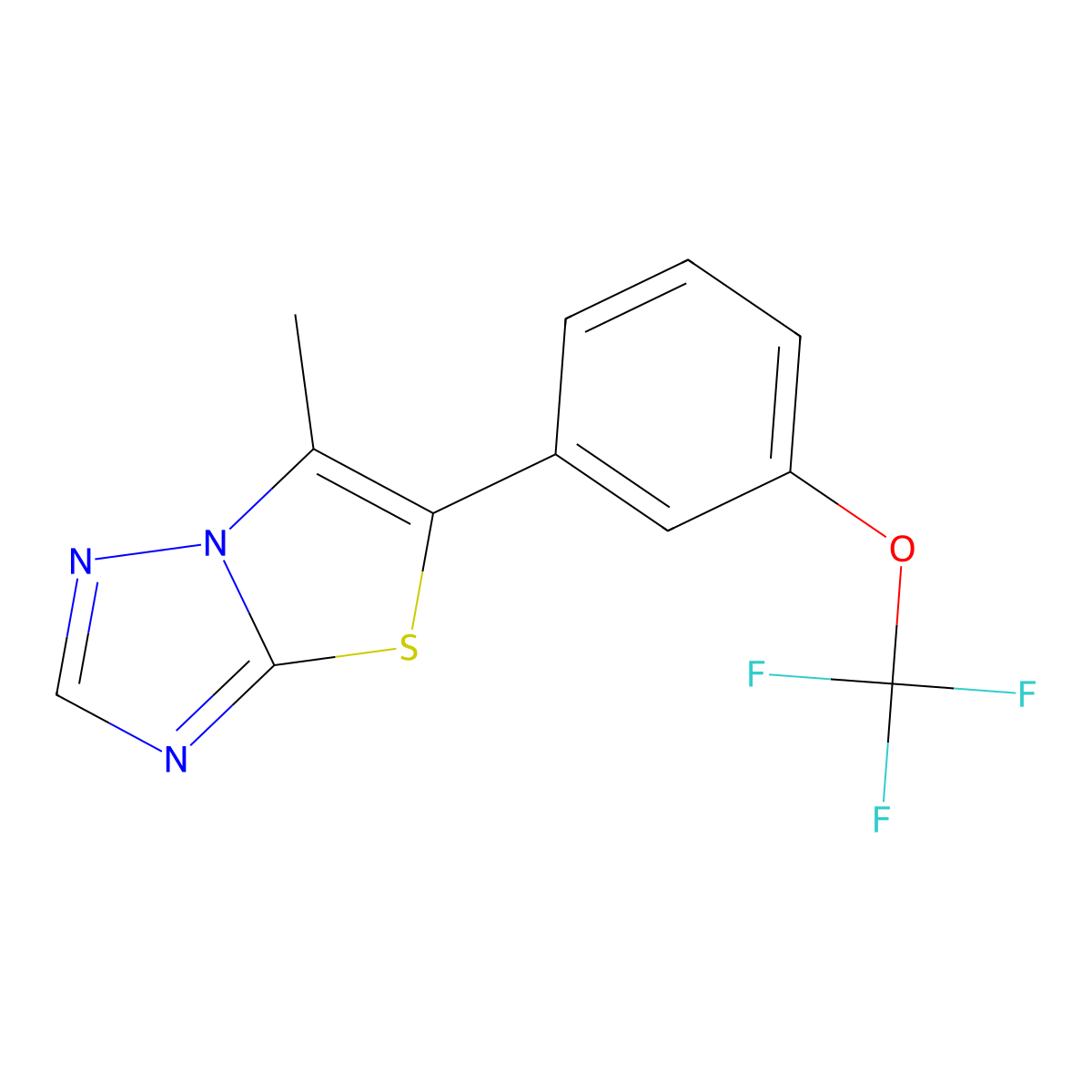6-Methyl-5-(3-(trifluoromethoxy)phenyl)thiazolo[3,2-B][1,2,4]triazole molecular structure, CAS 1956381-54-6