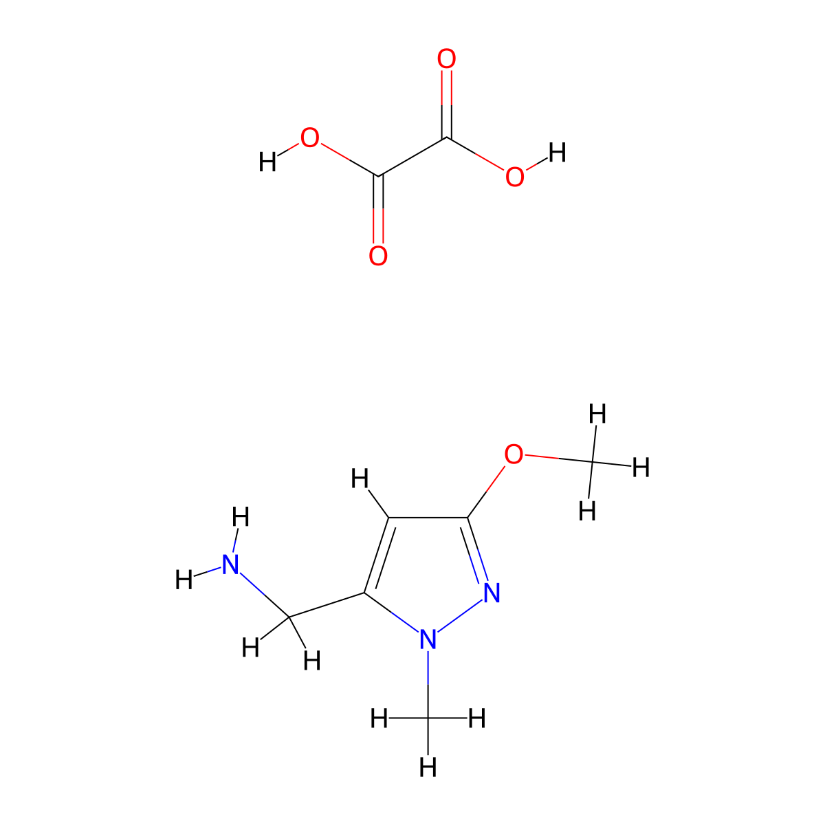 (3-Methoxy-1-methyl-1H-pyrazol-5-yl)methanamine oxalate molecular structure, CAS 1956381-58-0