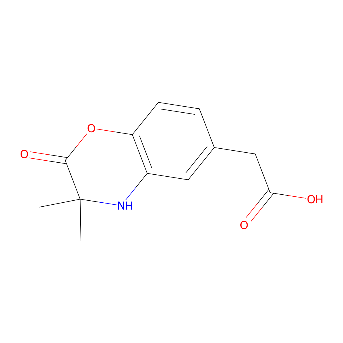 2-(3,3-Dimethyl-2-oxo-3,4-dihydro-2H-benzo[b][1,4]oxazin-6-yl)acetic acid molecular structure, CAS 1956381-59-1