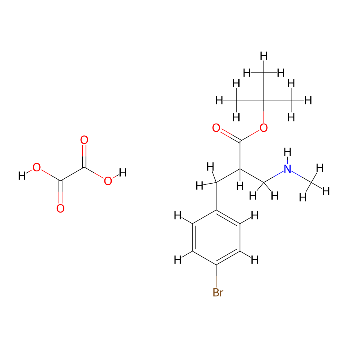 tert-Butyl 2-(4-bromobenzyl)-3-(methylamino)propanoate oxalate molecular structure, CAS 1956381-63-7