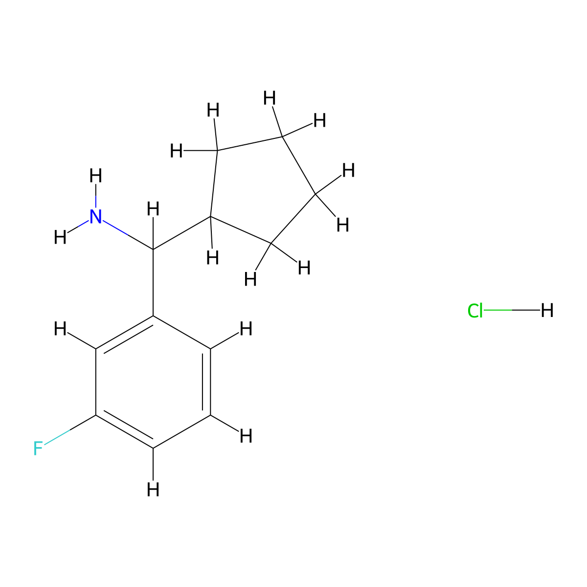 Cyclopentyl(3-fluorophenyl)methanamine hydrochloride molecular structure, CAS 1956381-66-0