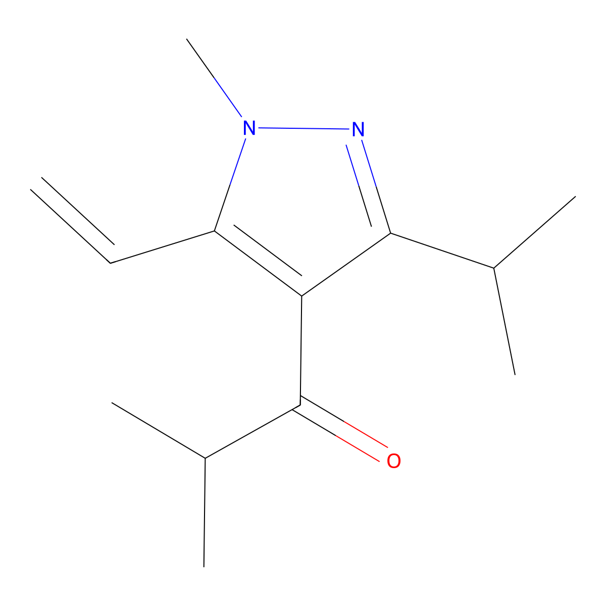 1-(3-Isopropyl-1-methyl-5-vinyl-1H-pyrazol-4-yl)-2-methylpropan-1-one molecular structure, CAS 1956381-77-3