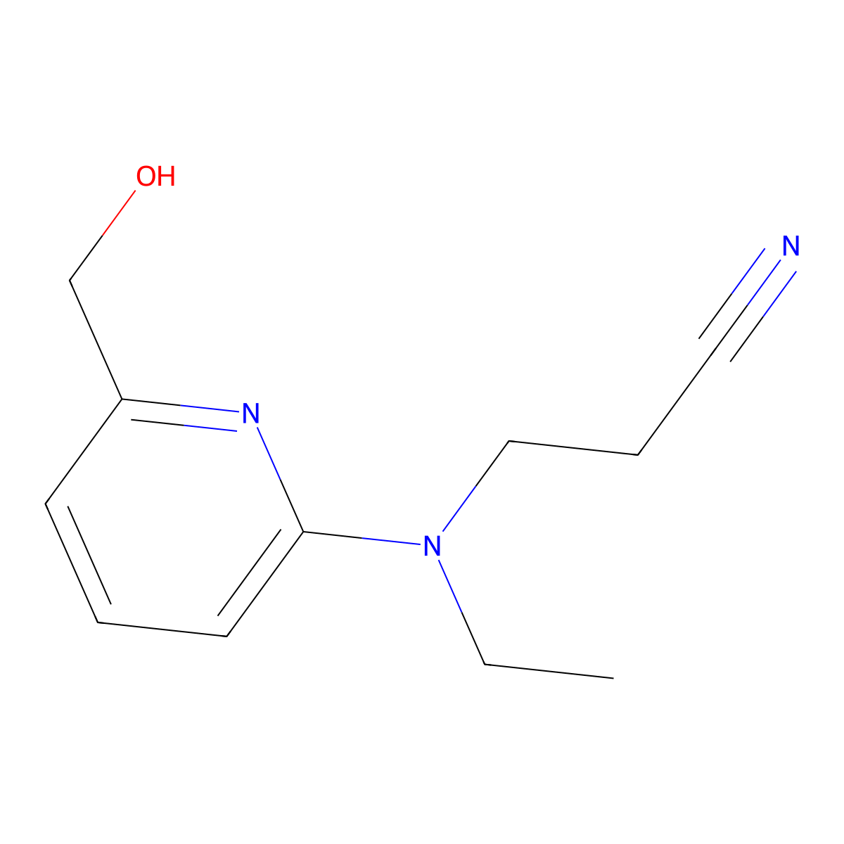 3-(Ethyl(6-(hydroxymethyl)pyridin-2-yl)amino)propanenitrile molecular structure, CAS 1956381-93-3