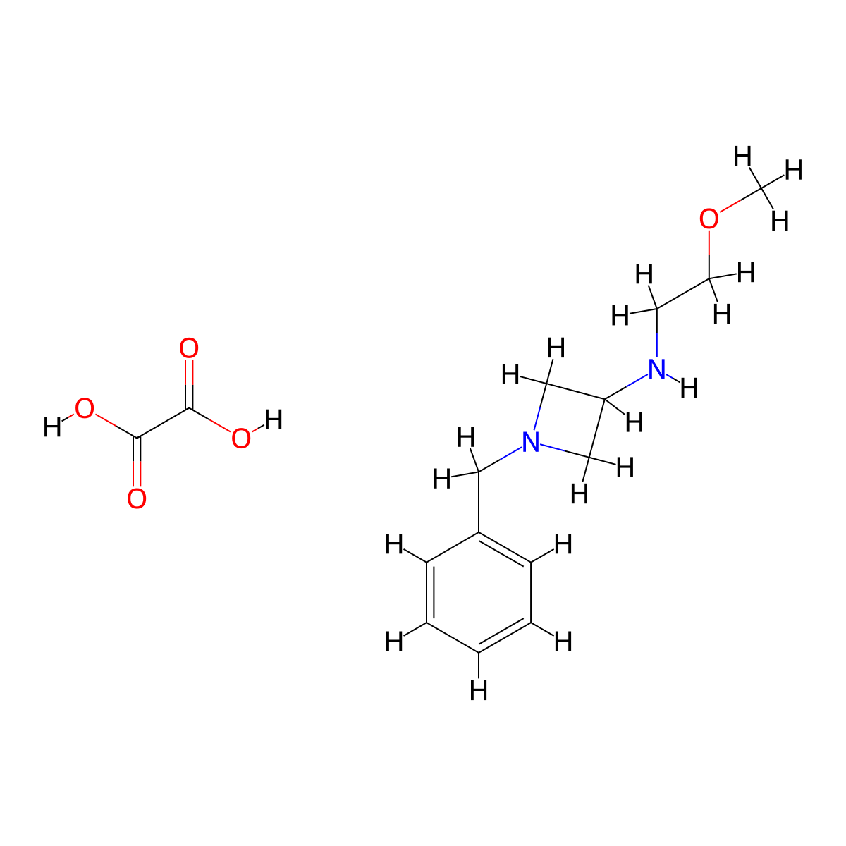 1-Benzyl-N-(2-methoxyethyl)azetidin-3-amine oxalate molecular structure, CAS 1956382-06-1