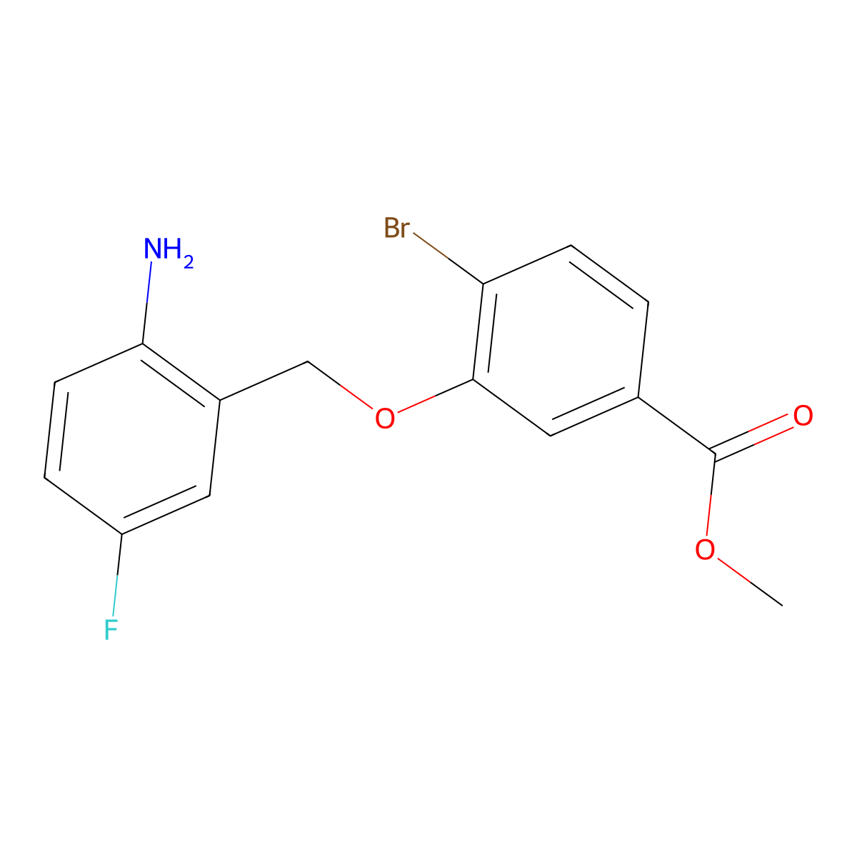 Methyl 3-((2-amino-5-fluorobenzyl)oxy)-4-bromobenzoate molecular structure, CAS 1956382-12-9