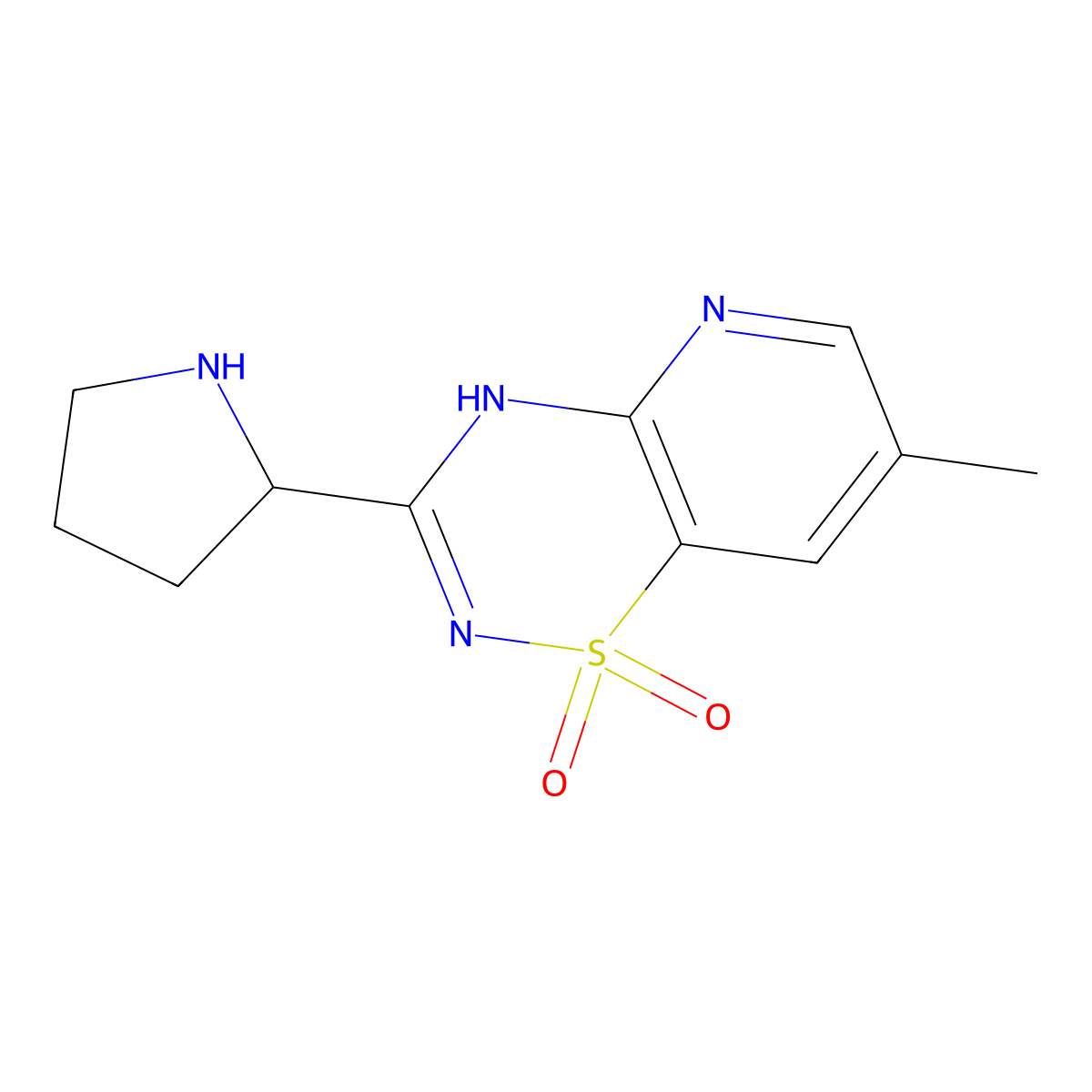 7-Methyl-3-(pyrrolidin-2-yl)-4H-pyrido[2,3-e][1,2,4]thiadiazine 1,1-dioxide molecular structure, CAS 1956382-17-4