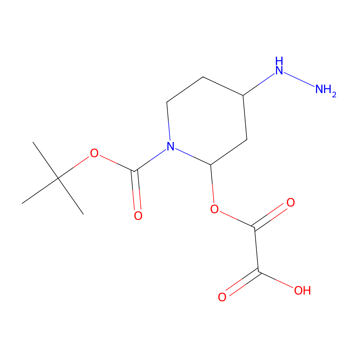 2-((1-(tert-Butoxycarbonyl)-4-hydrazinylpiperidin-2-yl)oxy)-2-oxoacetic acid molecular structure, CAS 1956382-19-6