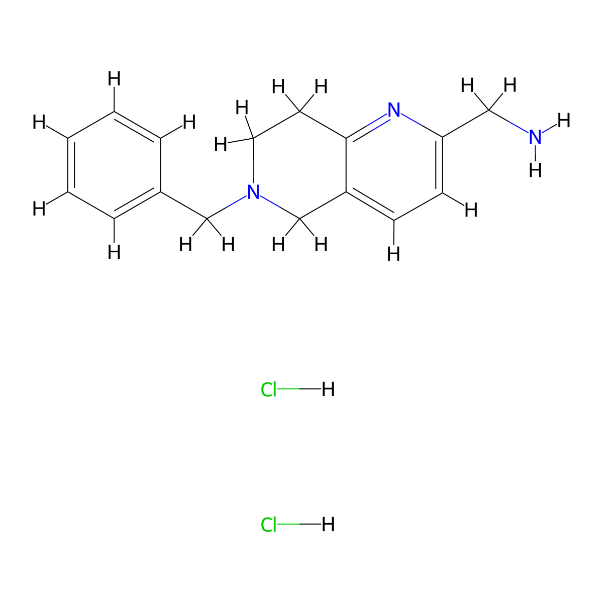(6-Benzyl-5,6,7,8-tetrahydro-1,6-naphthyridin-2-yl)methanamine dihydrochloride molecular structure, CAS 1956382-20-9