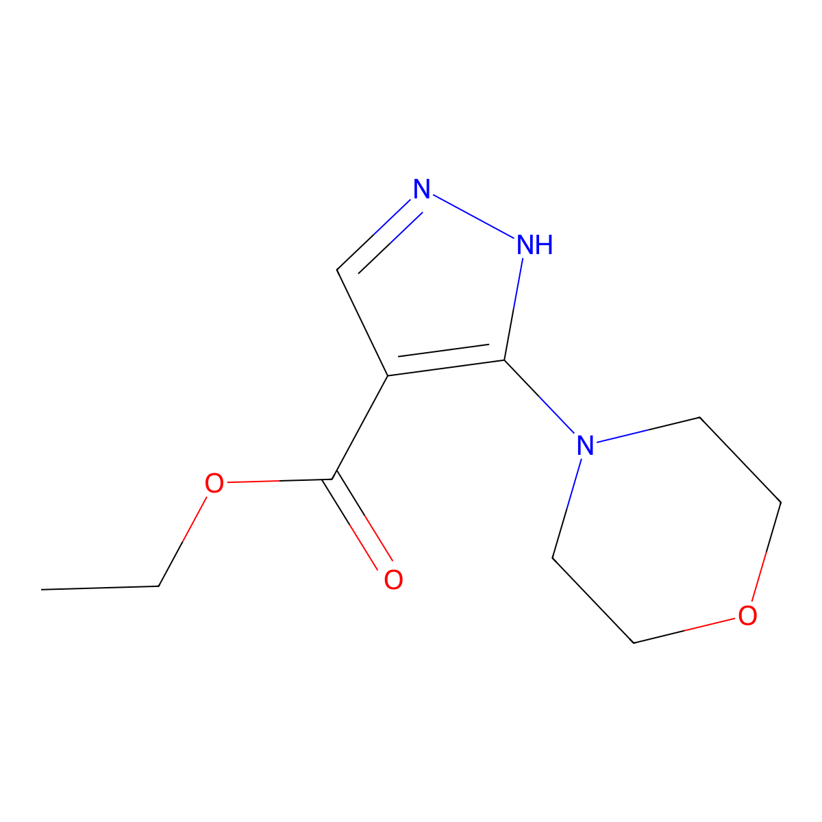 Ethyl 3-morpholino-1H-pyrazole-4-carboxylate molecular structure, CAS 1956382-24-3