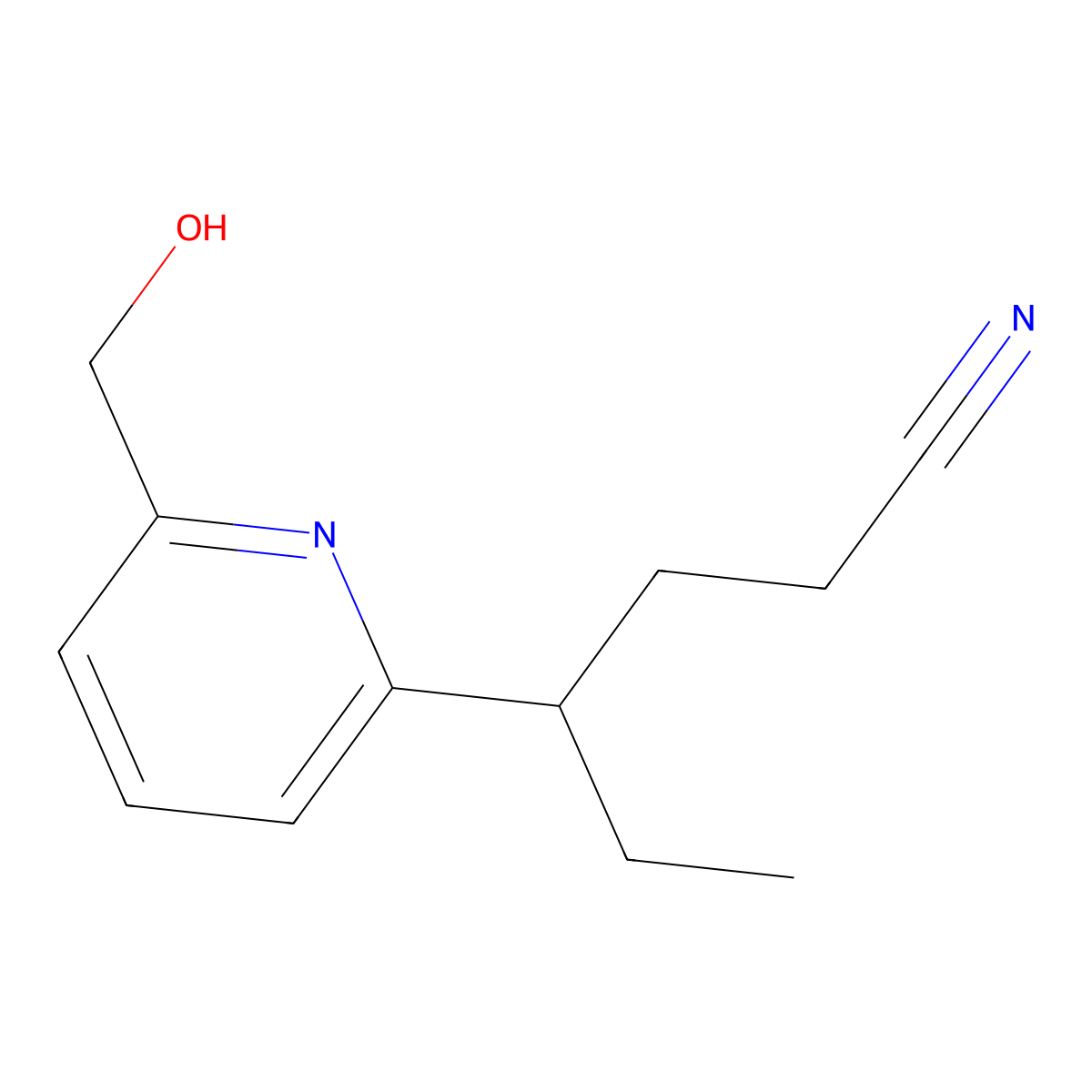 4-(6-(Hydroxymethyl)pyridin-2-yl)hexanenitrile molecular structure, CAS 1956382-46-9