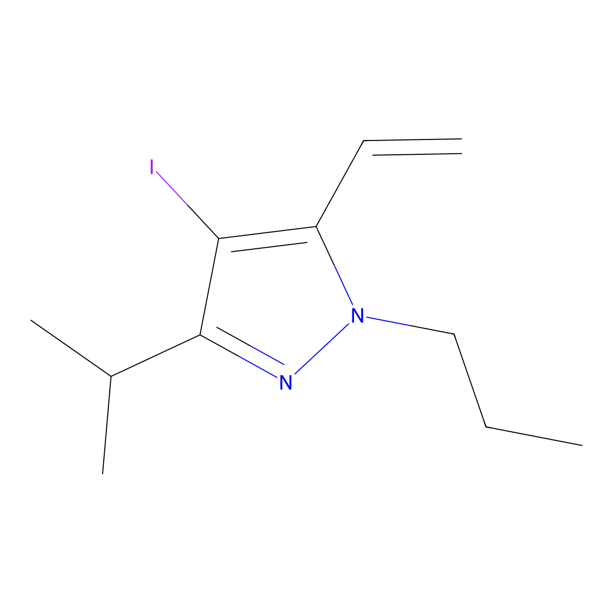 4-Iodo-3-isopropyl-1-propyl-5-vinyl-1H-pyrazole molecular structure, CAS 1956382-60-7